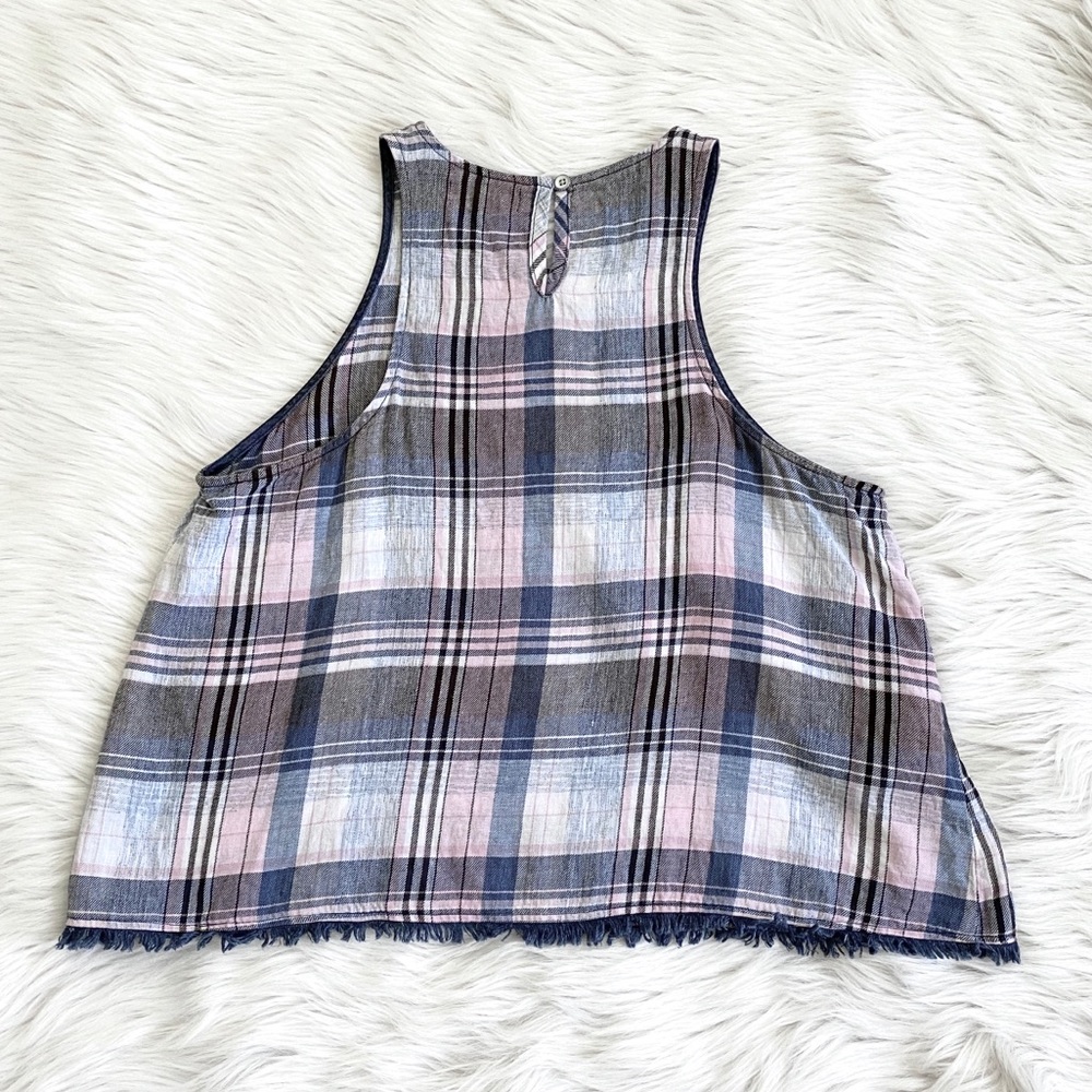 Anthropologie Cloth & Stone Plaid Fringe Tank - Picture 4 of 6